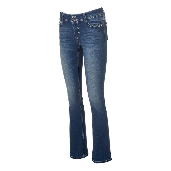 Juniors' Vanilla Star Frayed Bootcut Jeans, Girl's, Size: 3, Med Blue