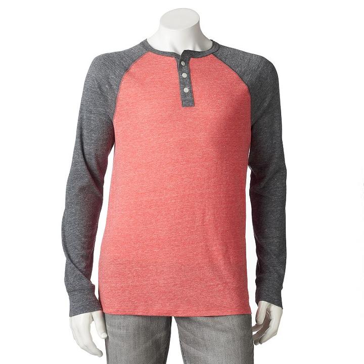 Big & Tall Urban Pipeline&reg; Tri-blend Raglan Henley, Men's, Size: 3xl Tall, Med Red