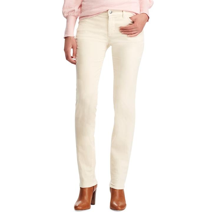 Women's Chaps Stretch Corduroy Staight-leg Pants, Size: 14, White