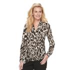 Women's Dana Buchman Shark-bite Hem Blouse, Size: Large, Light Grey
