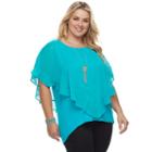 Plus Size Ab Studio Yoryu Necklace Popover Top, Women's, Size: 2xl, Turquoise/blue (turq/aqua)