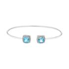 Sterling Silver Blue & White Topaz Halo Cuff Bracelet, Women's