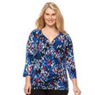 Plus Size Dana Buchman Faux-wrap Top, Women's, Size: 1xl, Med Blue