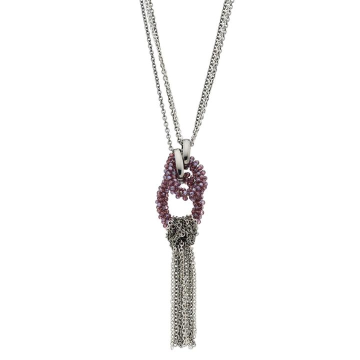 Simply Vera Vera Wang Nickel Free Looped Tassel Pendant Necklace, Women's, Dark Red