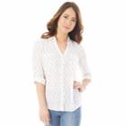 Juniors' Iz Byer Roll-tab Shirt, Teens, Size: Xl, White Arrow