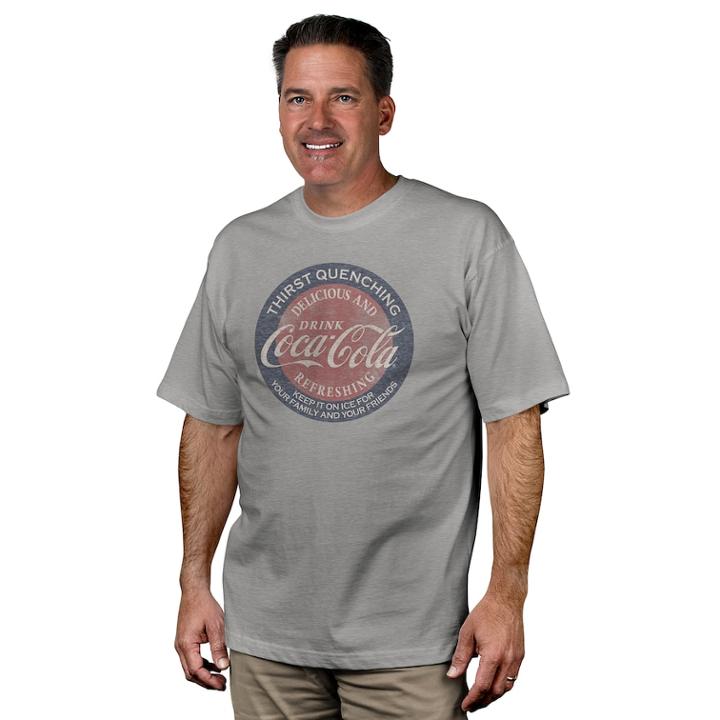 Men's Newport Blue Coca-cola Graphic Tee, Size: Large, Grey