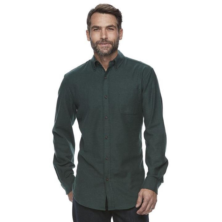Men's Croft & Barrow&reg; True Comfort Plaid Classic-fit Flannel Button-down Shirt, Size: Xxl, Green