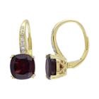 Garnet & Diamond Accent 10k Gold Drop Earrings, Women's, Red
