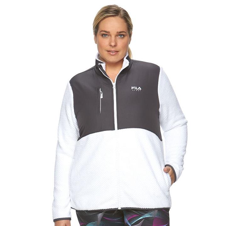 Plus Size Fila Sport&reg; Cloud Peak Fleece Jacket, Women's, Size: 3xl, White