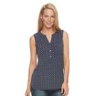 Women's Croft & Barrow&reg; Print Crepe Henley, Size: Xl, Dark Blue