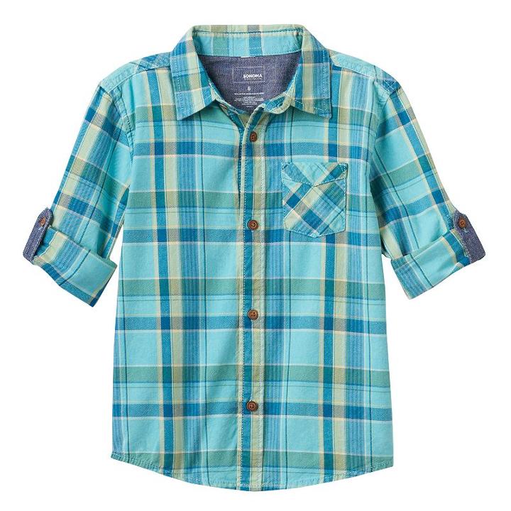 Boys 4-7 Sonoma Goods For Life&trade; Plaid Shirt, Boy's, Size: 7x, Brt Blue