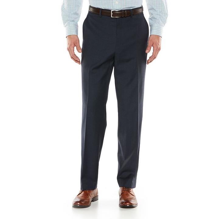 Men's Chaps Performance Classic-fit Wool-blend Comfort Stretch Flat-front Suit Pants, Size: 42x32, Blue (navy)
