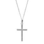 Primrose Sterling Silver Cubic Zirconia Cross Pendant Necklace, Women's, White