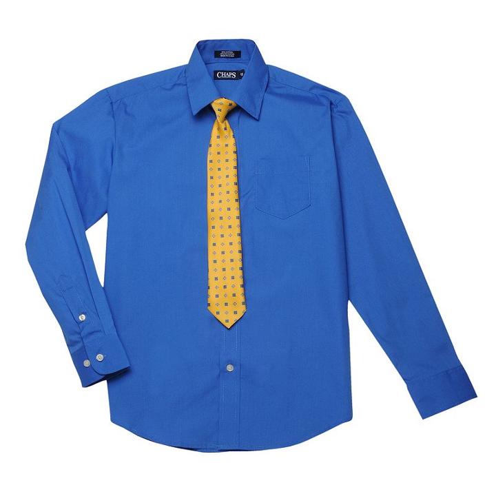 Boys 4-20 Chaps Dress Shirt & Tie Set, Size: 14, Med Blue