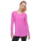 Women's Tek Gear&reg; Jersey High Slit Long Sleeve Tunic Tee, Size: Medium, Brt Purple