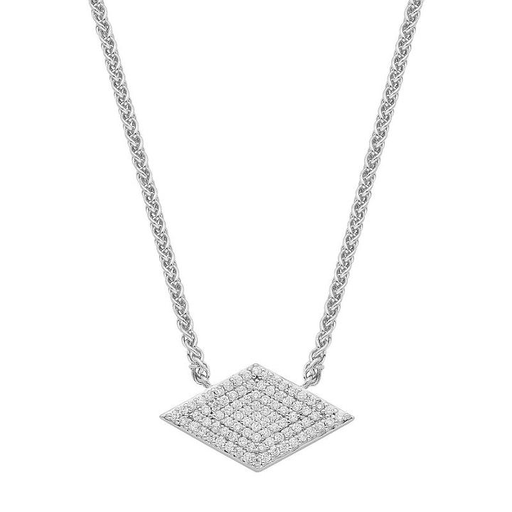 Sterling Silver 1/4 Carat T.w. Diamond Kite Necklace, Women's, Size: 16, White