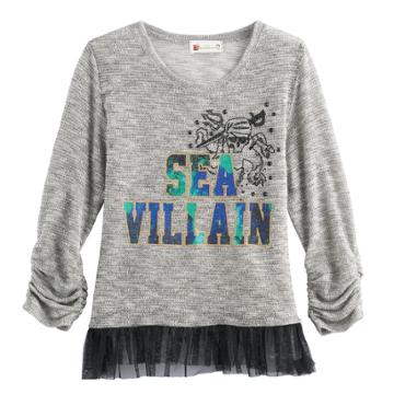 Disney D-signed Descendants Girls 7-16 Sea Villain Tulle Hem Hatchi Top, Size: Medium, White