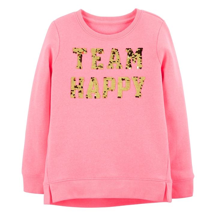 Girls 4-12 Oshkosh B'gosh&reg; Team Happy Flip-sequin Sweatshirt, Size: 8, Pink