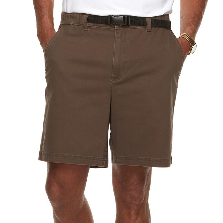 Men's Croft & Barrow&reg; Classic-fit Twill Belted Outdoor Shorts, Size: 42, Med Brown