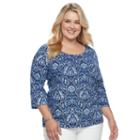 Plus Size Croft & Barrow&reg; Pleated Tee, Women's, Size: 2xl, Blue (navy)