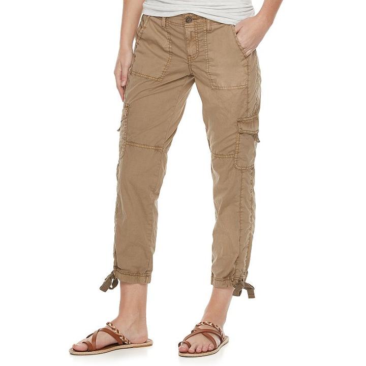 Women's Sonoma Goods For Life&trade; Drawstring Cuff Capris, Size: 6, Med Brown