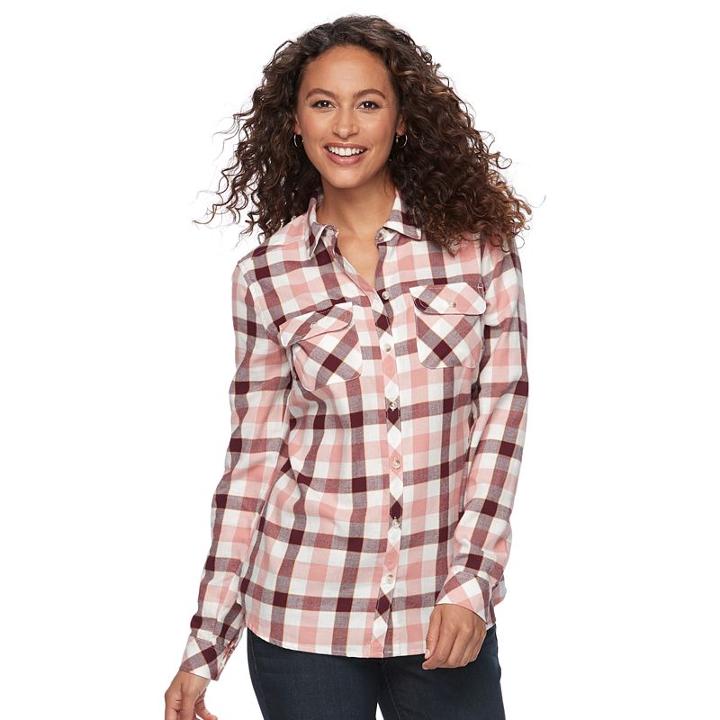 Women's Croft & Barrow&reg; Button-front Shirt, Size: Xl, Brt Pink