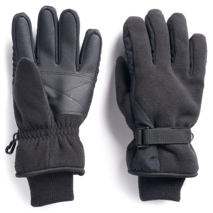 Boys 4-20 Tek Gear&reg; Microfleece Gloves, Size: 4-7, Black