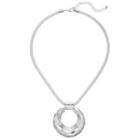 Hammered Circle Pendant Necklace, Women's, Silver