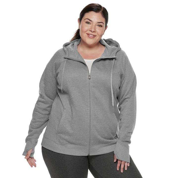 Plus Size Tek Gear&reg; Hooded Fleece Jacket, Women's, Size: 2xl, Dark Grey