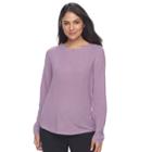 Women's Croft & Barrow&reg; Pointelle Sweater, Size: Large, Med Purple
