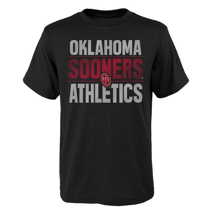 Boys' 4-18 Oklahoma Sooners Light Streaks Tee, Size: 8-10, Black