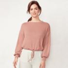 Women's Lc Lauren Conrad Drawstring Crop Sweatshirt, Size: Xs, Dark Pink