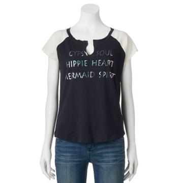 Juniors' Gypsy Soul Raglan Graphic Tee, Girl's, Size: Small, Black
