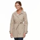 Women's Weathercast Hooded Bonded Trench Coat, Size: Xl, Med Brown