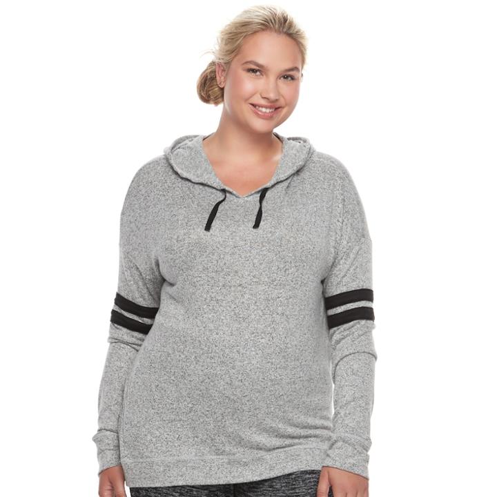 Juniors' Plus Size So&reg; Striped Sleeve Hoodie, Teens, Size: 1xl, Oxford