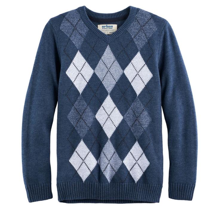 Boys 8-20 Urban Pipeline&reg; Regular-fit Argyle V-neck Sweater, Size: Xl, Med Blue