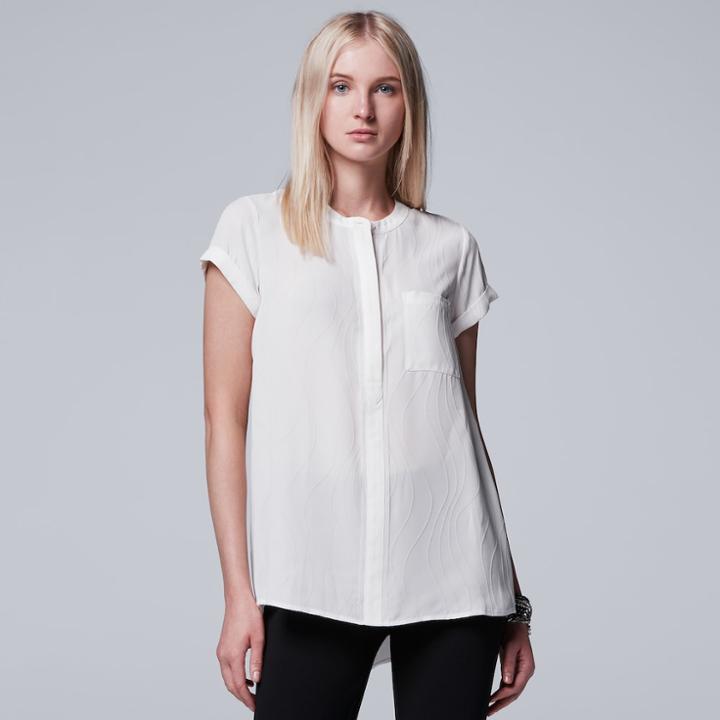 Women's Simply Vera Vera Wang Wavy Georgette Top, Size: Medium, White