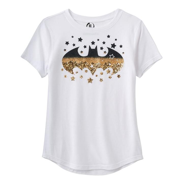 Girls 7-16 Batgirl Half Glitter Graphic Tee, Girl's, Size: Medium, White