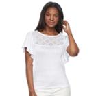 Women's Alex & Parker Lace-yoke Tee, Size: Xl, White