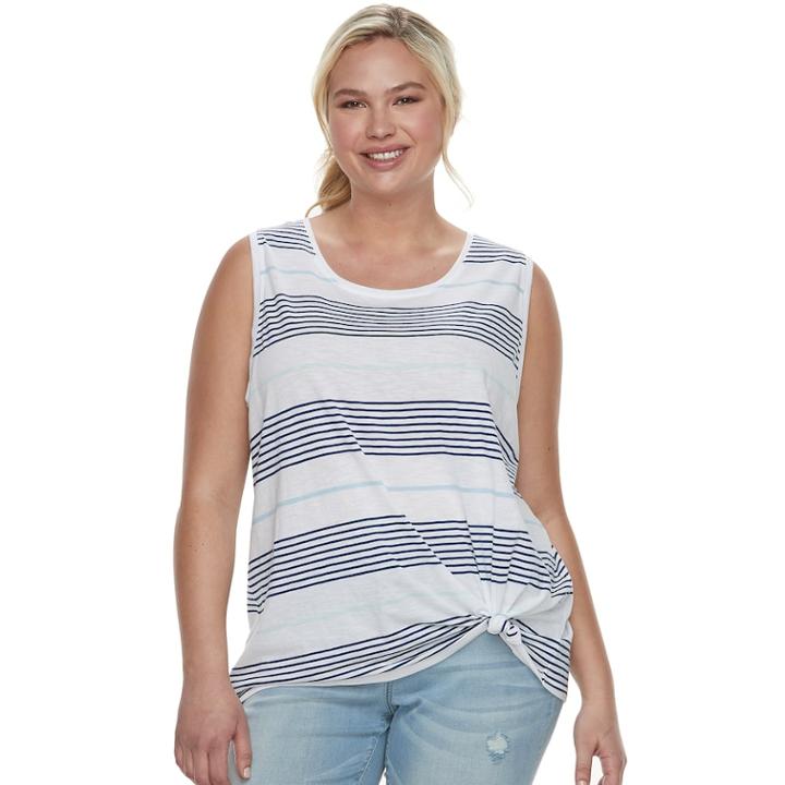 Juniors' Plus Size So&reg; Knot-front Tank, Teens, Size: 2xl, White