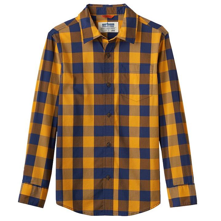 Boys 8-20 Urban Pipeline&reg; Plaid Button-down Shirt, Size: Xl, Med Orange