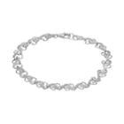 1/4 Carat T.w. Diamond Sterling Silver Heart Bracelet, Women's, Size: 7.5, White