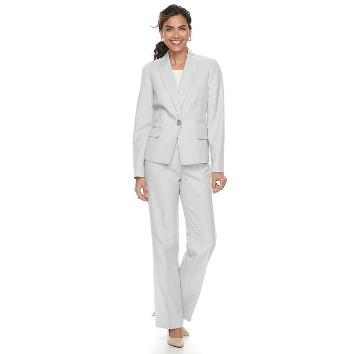 Women's Le Suit Gray Jacket & Pant Suit, Size: 8, Med Grey