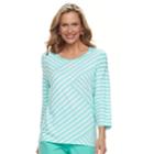 Women's Cathy Daniels Diagonal Stripe Top, Size: Small, Green