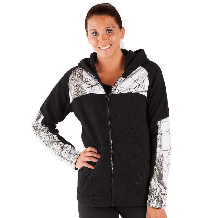 Women's Huntworth Hooded Colorblock Fleece Hiking Jacket, Size: Medium, Black