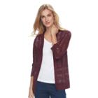 Women's Croft & Barrow&reg; Pointelle Cardigan, Size: Xl, Dark Red
