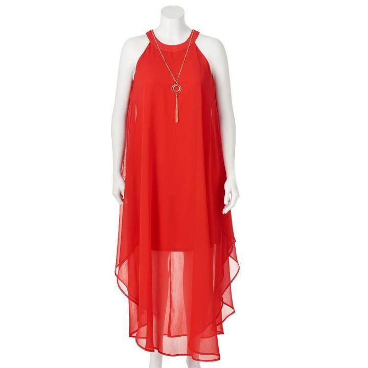 Juniors' Plus Size Wrapper Necklace Halter Maxi Dress, Girl's, Size: 1xl, Lt Orange