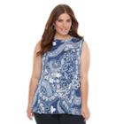 Plus Size Ab Studio Paisley Graphic Tank, Women's, Size: 1xl, Ovrfl Oth