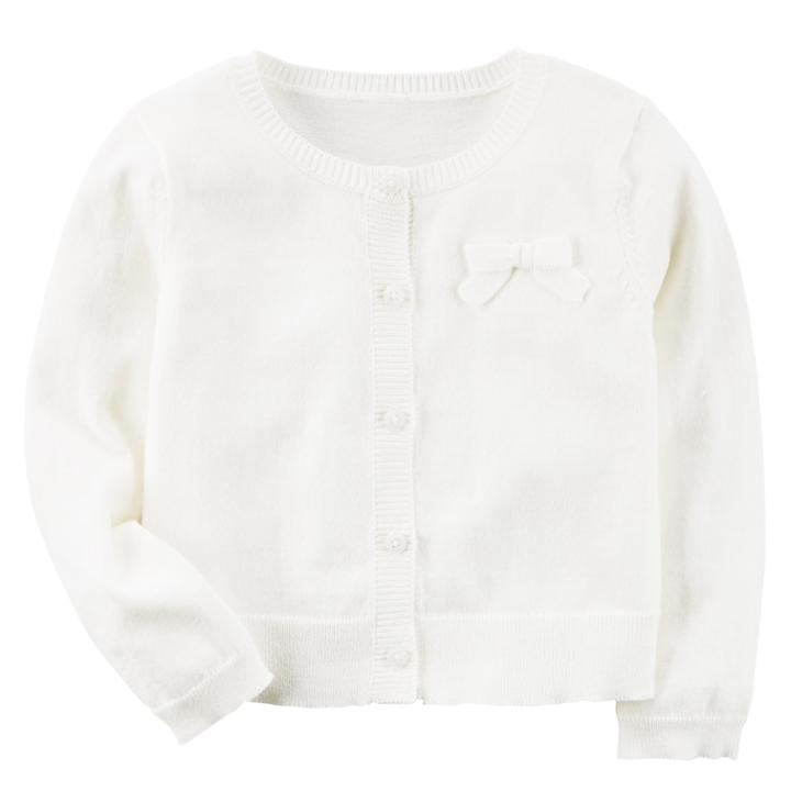 Girls 4-8 Carter's White Bow Button-front Cardigan, Size: 7