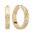 Everlasting Gold 10k Gold Textured Basket Weave Hoop Earrings, Women's, Yellow